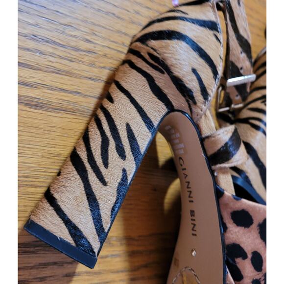 Gianni Bini Jaymez Animal Print Ankle Strap Platform Heels 5.5 M Mob Wife Bold - Picture 7 of 11